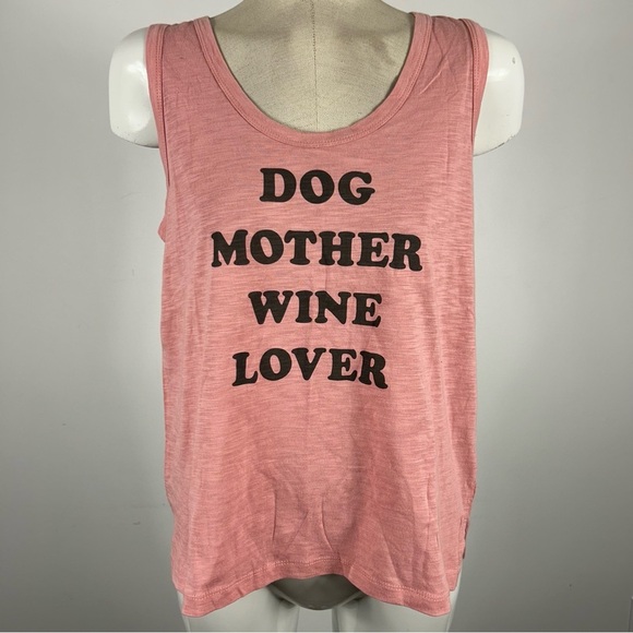 NWT PJ Salvage DOG MOTHER WINE LOVER Pink Graphic Tank Top L - Picture 3 of 11